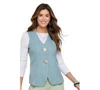 Amber Ladies Tailored Lined Waistcoat, Smart Button-Front Sleeveless Jacket with Metal-Look Fastenings, Fully Lined Design & 27" Length, Beige or Soft Green, Sizes 10-20 Soft Green 12