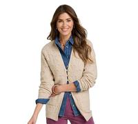 Amber Ladies Textured Knit Cardigan Soft Wool-Touch Sweater with Rustic Wooden Buttons Oatmeal 12-14