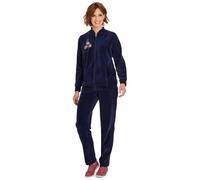 Amber Ladies Velour Leisure Suit, 2 Piece Embroidered Tracksuit Set with Zip Front Jacket & Elasticated Waist Bottoms