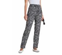 Amber Ladies Viscose Print Trousers with Elasticated Drawcord Waist Black White 18 Extra Short