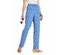 Amber Ladies Viscose Print Trousers with Elasticated Drawcord Waist Cornflower Blue 12-14 Short