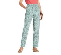 Amber Ladies Viscose Print Trousers with Elasticated Drawcord Waist Khaki 24 Exta Short