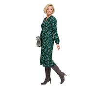 Amber Ladies Viscose Twill Print Dress - Soft Long-Sleeve Winter Dress with Elasticated Waist & Button Front | Comfortable Fit with Pockets Green 16