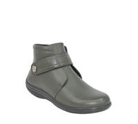 Amber Ladies Wide EE Fit Leather Touch Fasten Boot Comfortable, Adjustable Leather Boots Olive 7