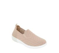 Amber Ladies Wide EE Fit Slip On Shoes Knit Fabric Trainers with Flexisole Beige 7