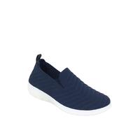 Amber Ladies Wide EE Fit Slip On Shoes Knit Fabric Trainers with Flexisole Navy 3