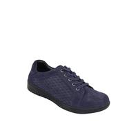 Amber Ladies Wide EE Fit Suede Punchwork Lace-Up Shoe - Soft & Breathable Everyday Comfort Navy 4