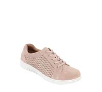 Amber Ladies Wide EE Fit Suede Punchwork Lace-Up Shoe - Soft & Breathable Everyday Comfort Pink 5