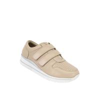 Amber Ladies Wide EE Fit Touch Fasten Leather Punchout Trainer - Breathable Comfort with Cushioned Ankle Stone 4