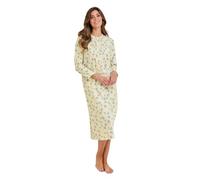 Amber Ladies Winceyette Cotton Nightdress with Leaf & Butterfly Print | Women's Soft Brushed Nightie with Pintuck Front, Size 10 to 26