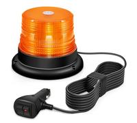 Amber LED Warning Beacon Light 60 LED Flashing Strobe Safety Light with 10 Flash Modes, Magnetic Base, 3 Metre Cable for Truck, Tractor, Van, Recovery and Agricultural Vehicles