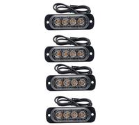 Amber Light Bar - 4 LED Warning Strobe Beacon, Side Warning Light, Waterproof Flashing Hazard Signal Lights, Vehicle Safety Lamp for Trucks Cars Vańs | Emergenćy Visibility Accessory