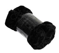 Amber Linen Luxury Mink Faux Fur Throws, Plain Fleece Super Soft Blanket Sizes (BLACK, KING)