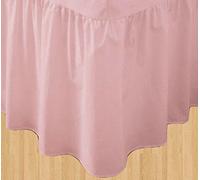 AMBER LINEN Luxury Plain Dyed Frilled Poly Cotton Platform Base Valance Sheets (Pink, Double)