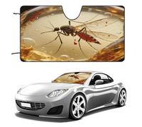 Amber Mosquito Fossil Car Windshield Sun Shade - Reflector Sunshade Offers Ultimate Protection for Car Interior, Cool Reflective Sun Blocker Fits Small Sedans, Mini SUVs 55"x30"