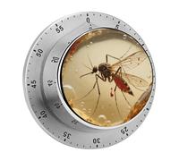 Amber Mosquito Fossil Kitchen Timer 60 Minute Visual Wind Up Timers Indoor Mechanical Timers with Magnetic Base Stainless Steel Timer for Home Cooking Time Management Tool