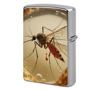 Amber Mosquito Fossil Lighter Case Metal Double-Sided Lighter Cover Pocket Lighters Sleeve Windproof Lighters Accessories for Men Women
