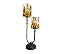 Amber Multi Coloured Geometric Design Art Deco Four Column Standard Tiffany Floor Lamp 63" High