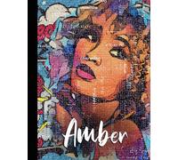 Amber Notebook: Personalized Comic Style Beautiful Woman Wide Rule Lined Composition Notebook with Positive Attribute Subliminal Affirmation Word ... Positive Attribute Word Cloud Design)