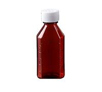 AMBER Oval Pharmacy Bottles 02 oz with CR Caps, Quantity 100 (Caps Included)