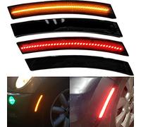 Amber/Red Led Side Marker Light Kits for 2002 2003 2004 2005 2006 2007 2008 Mini Cooper Hardtop & Convertible & Hatchback Smoke Lens Front Rear Side Marker R50/R52/R53 Turn Signal Lamps