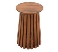Amber Slatted Mango Wood Round Side Table