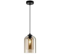 Amber Smoke Gray Blown Glass Cylinder Ceiling Hanging Lamp Industrial Farmhouse Long Glass Pendant Light Vintage Chandelier Lighting Fixture E12/14 Base for Kitchen Island Dining Room Bedroom(Amber)