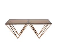 Amber Smoked Glass Coffee table with Champagne Metal Legs Gold-Coloured