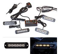 Amber Strobe Lights 6Led Emergency Hazard Warning Beacon Flashing Lights 8 Flashing Modes with Main Control Box Universal for 12V Car Vehicle Truck Trailer Caravan Lorrys