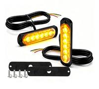 Amber Strobe Warning Lights 12V-24V, 6 LED Waterproof Flashing Beacon Hazard Warning Lights with 16 Modes, Easy Wire Mount Recovery Light for Van Truck Trailer Motorcycle Construction (Yellow, 2 PCS)