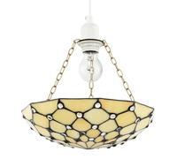 Happy Homewares Amber Toned And Clear Beaded Tiffany Glass Easy Fit Bowl Pendant Shade
