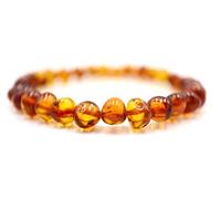 amber-us Baltic Amber Bracelet on Elastic Band | Multiple Length | Multiple Colours | Made from Natural Authentic Round Amber Beads | Amber Bracelet, 18 cm, Stone, Amber