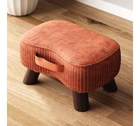 Amber Velvet Curved Foot Stool with Handle Padded Ottoman Step Stool for Living Room & Bedroom Wooden Legs Stylish Footrest (15.7x10.2inch)