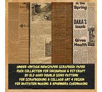 amber vintage newspaper scrapbook paper pack collection for decoupage & DIY craft 20 old aged double sided pattern for scrapbooking & collage art 4 ... ephemera crafting (antique brown newspaper)