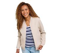 Amber Ladies 100% Cotton Lightweight Mock Quilt Jersey Zip Jacket with Ribbed Cuffs, Welt & Neck Putty 16