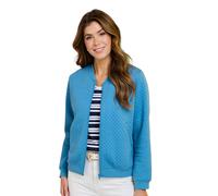 Amber Ladies 100% Cotton Lightweight Mock Quilt Jersey Zip Jacket with Ribbed Cuffs, Welt & Neck Slate Blue 18