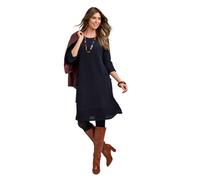 Amber Women's Boucle A-Line Pocket Dress - Soft Textured Winter Dress with in Navy | Size: 16 Amber Navy 16