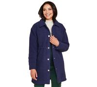 Amber Women's Boucle Popper Fastening Lined Jacket in Dark Blue | Size: 12 Amber Dark Blue 12
