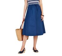 Amber Ladies Cotton Pull On Skirt with Drawcord Waist and Pockets - 100% Cotton Casual A-Line Skirt (Sizes 10-22) Navy 10