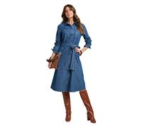 Amber Women's Denim Midi Dress - Button-Through Long Sleeve Style with Detachable in Blue | Size: 14 Amber Blue 14