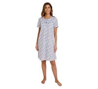 Amber Women's Ditsy Floral Short Sleeve Nightdress in Blue | Size: 14-16 Amber Blue 14-16