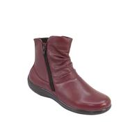 Amber Women's EE Fit Twin Zip Slouch Leather Boot with Thermal Fleece Lining, Easy in Dark Red | Size: 7 Amber Dark Red 7