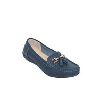 Amber Ladies Extra Wide EE Fit Leather Loafer, Cushioned Padded Insole & Breathable Leather Uppers Navy 5