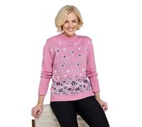 Amber Women's Floral Jacquard Jumper in Pale Pink | Size: Large/XL Amber Pale Pink L/XL