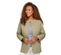 Amber Ladies Lightweight Showerproof Diamond Quilted Collarless Jacket with Stud Fastening & Side Seam Pockets Khaki 12