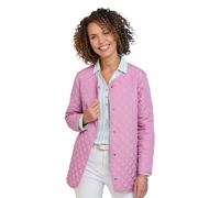 Amber Women's Lightweight Showerproof Diamond Quilted Collarless Jacket with Stud in Mauve | Size: 20 Amber Mauve 20