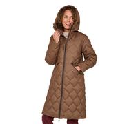 Amber Women's Long Quilted Water Resistant Coat with Detachable Hood in Chocolate | Size: 16 Amber Chocolate 16