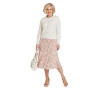 Amber Ladies Long Sleeve Textured Knit Jacket Style Cardigan with Military Buttons Ivory 16-18