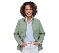 Amber Women's Mock Quilt Showerproof Zip Jacket with Concealed Hood, Lightweight in Light Green | Size: 14 Amber Light Green 14