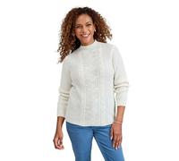 Amber Ladies Pearl and Cable Turtle Neck Jumper Decorative Pearl Trim & Cable Design Stylish Knitwear White 16-18